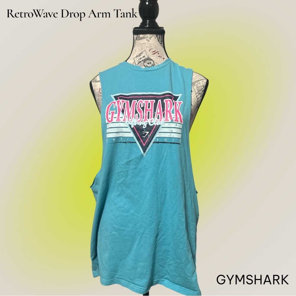 Gymshark Teal Muscle Tee with Retro Logo